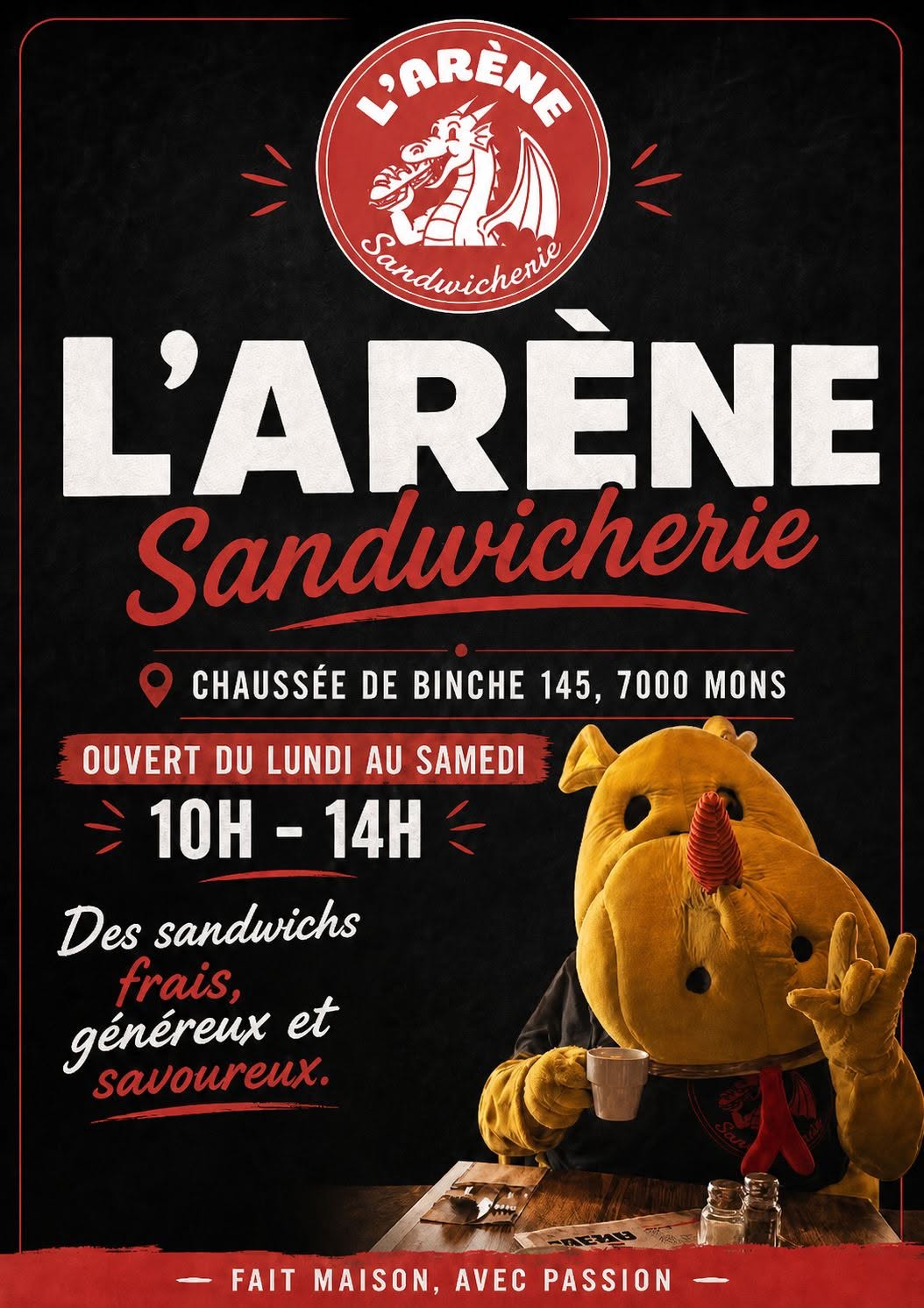 Affiche et produits de L'Arène Sandwicherie